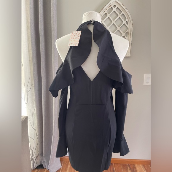 New Free People Sweet Talk Frill Mini Dress In Black Size M - Picture 5 of 13